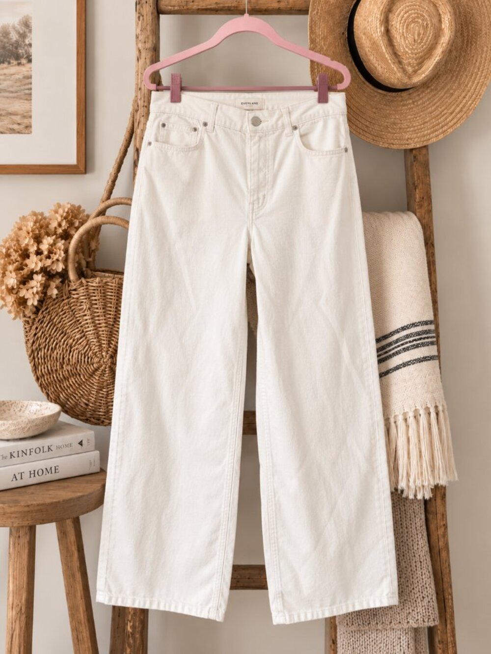 Everlane Way-High Sailor Jeans White Wide Leg High Rise 32L